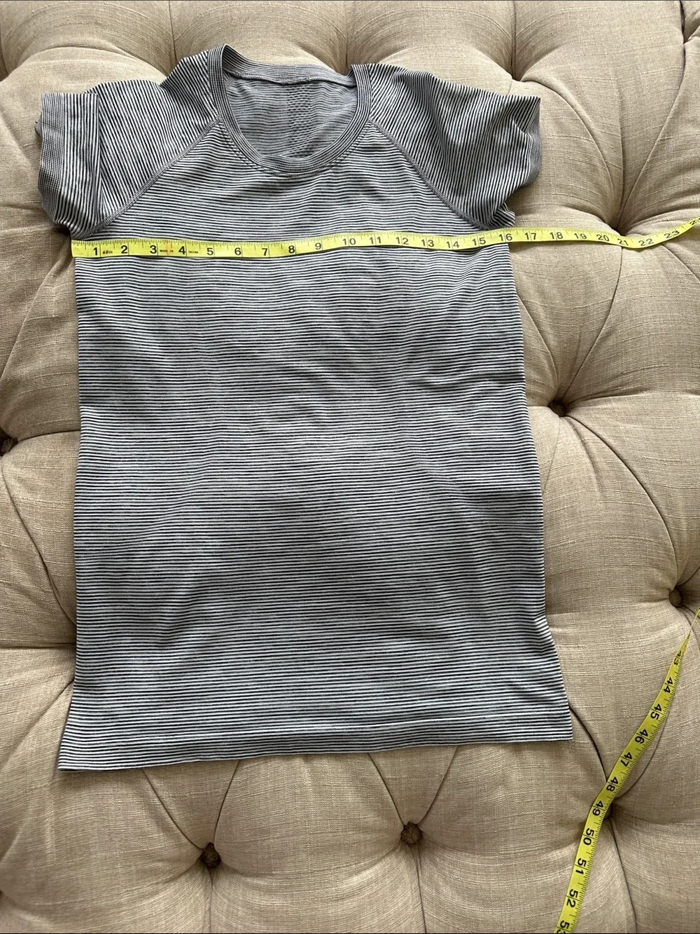lululemon athletica Gray Striped Short Sleeve Top